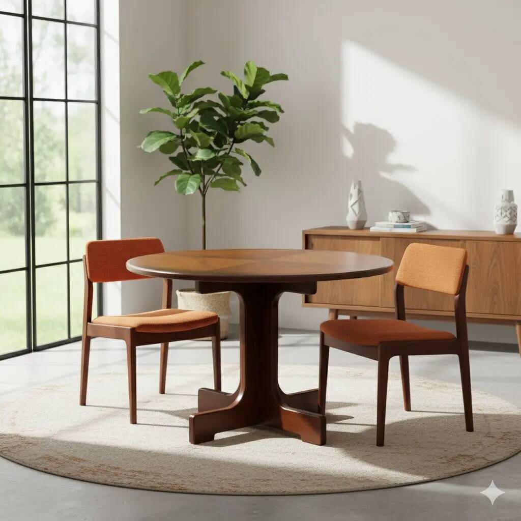 Vintage round table in exotic wood veneer, design, Italy, 1960s