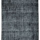 Handwoven oriental overdyed 270 cm x 384 cm black wool carpet