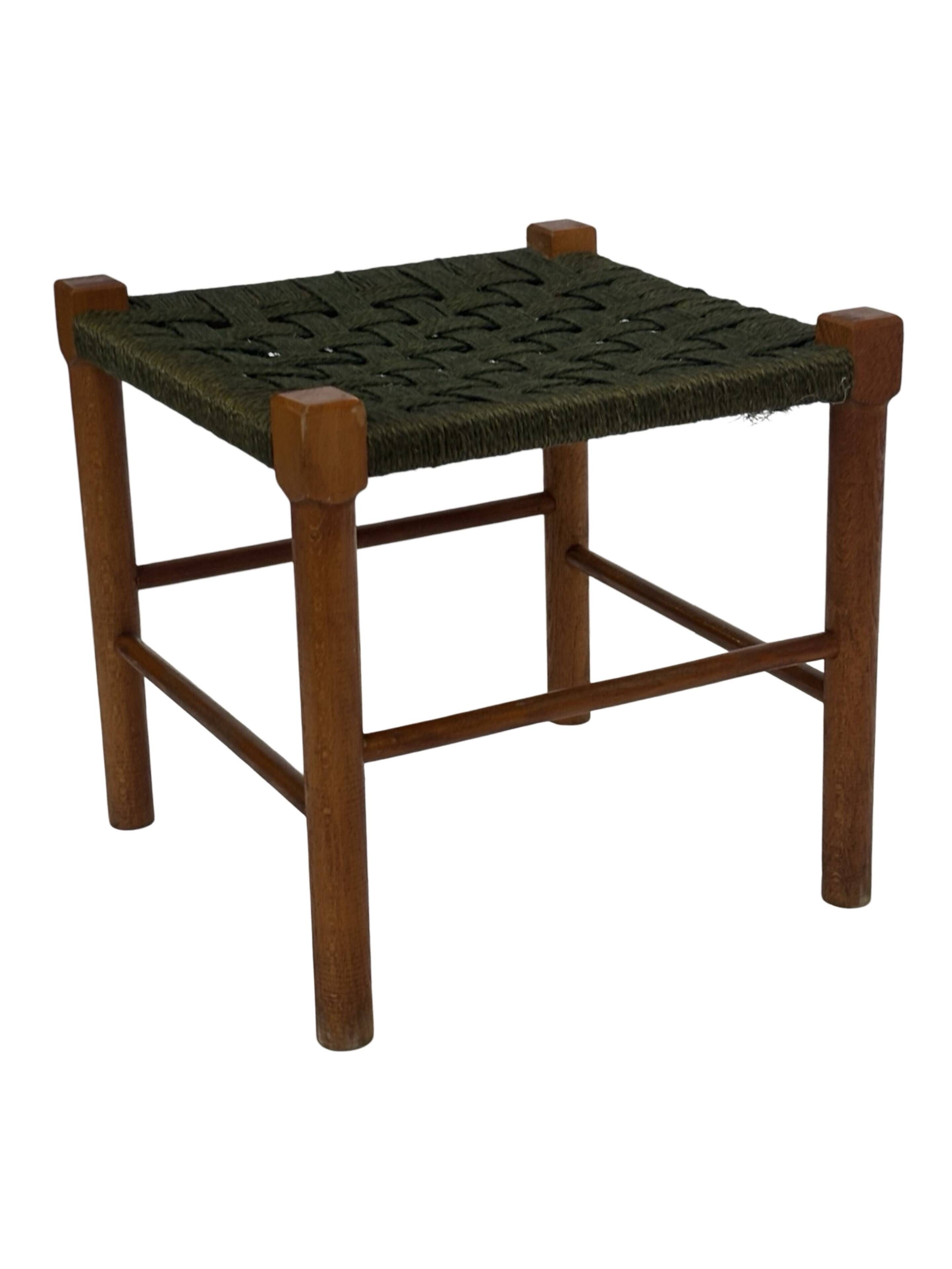 Vintage Stool Danish Papercord Rope Stool Mid Century