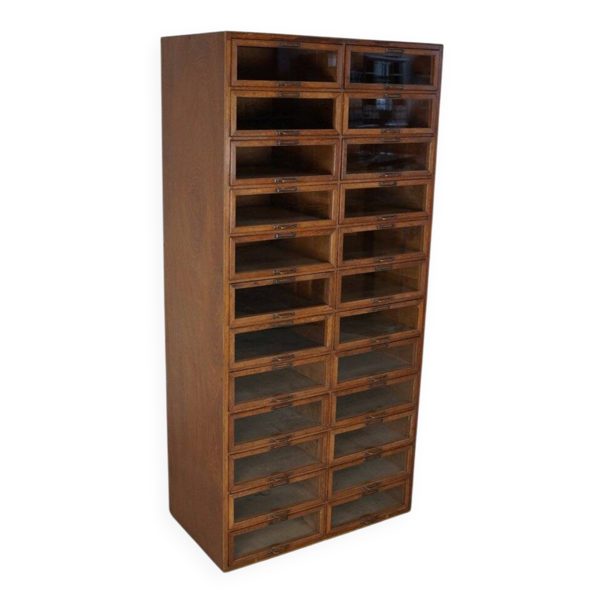 Vintage Dutch oak haberdashery shop cabinet, 1930s