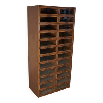 Vintage Dutch oak haberdashery shop cabinet, 1930s