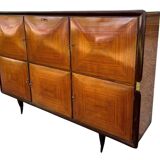 Mid-Century Wood and Brass Sideboard in the style of Paolo Buffa, Italy, 1950s