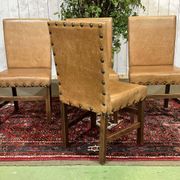 Set of 4 English beech chairs with faux leather from the 1980s.
