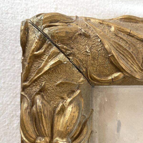 Pastel ancien bouquet de fleurs encadré art nouveau