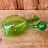 Biot carafe in green bubble glass