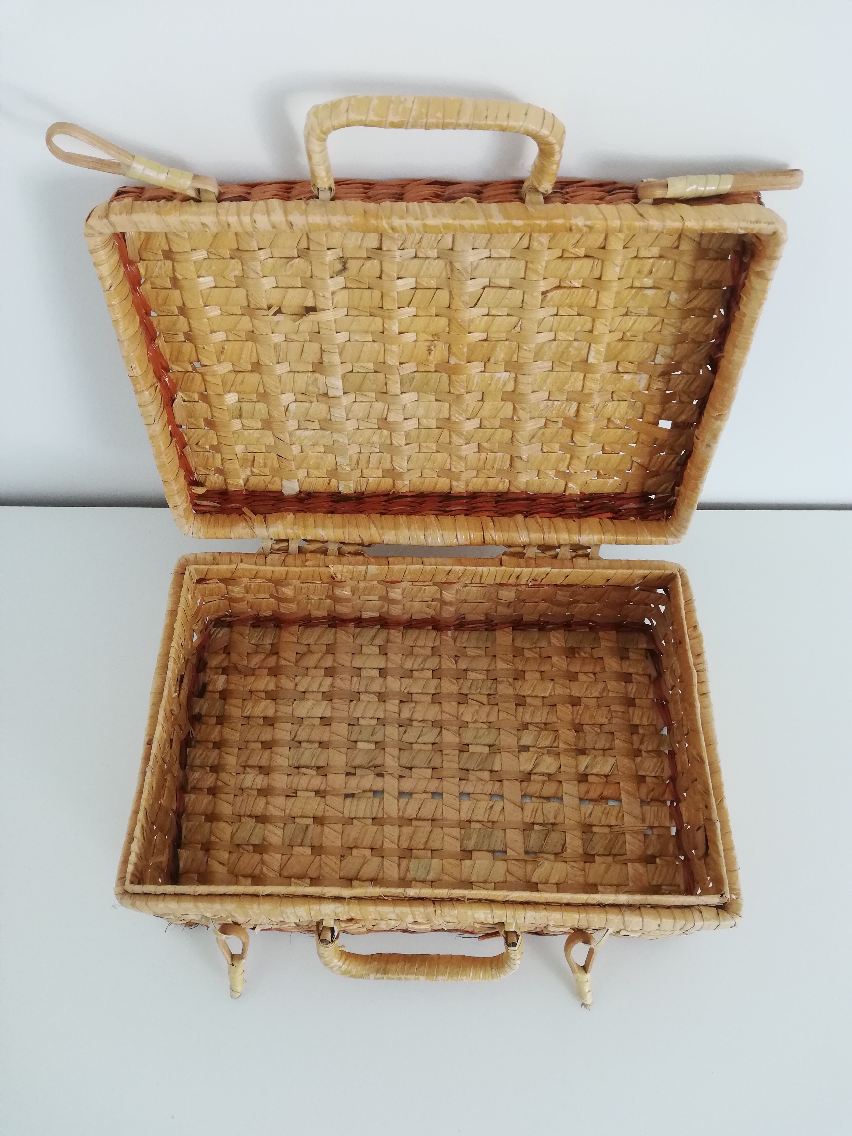 Vintage wicker suitcase