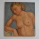 Old painting portrait nude woman oil on panel