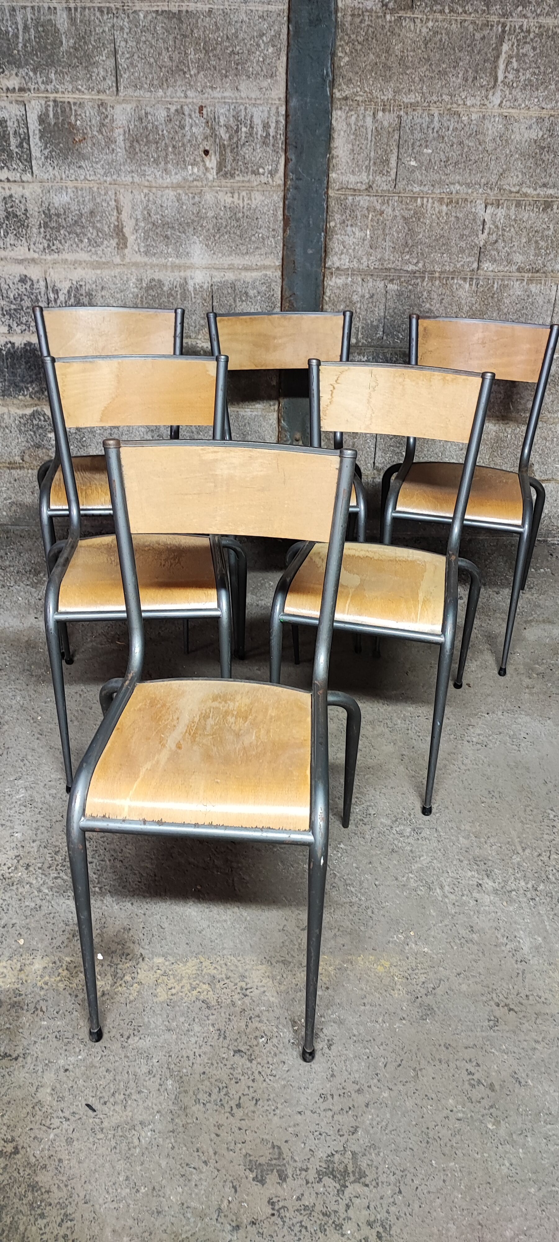 Six Mullca School Chairs 510 feet tapered