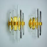 Pair of Venini Murano glass wall lights Italy 1970