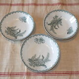 3 plates caps in Terre de Fer Saint Amand service Lily of the valley