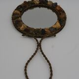 Vintage stone brass hand mirror