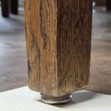 Antique rustic farmhouse table in solid oak with one drawer - 1m15