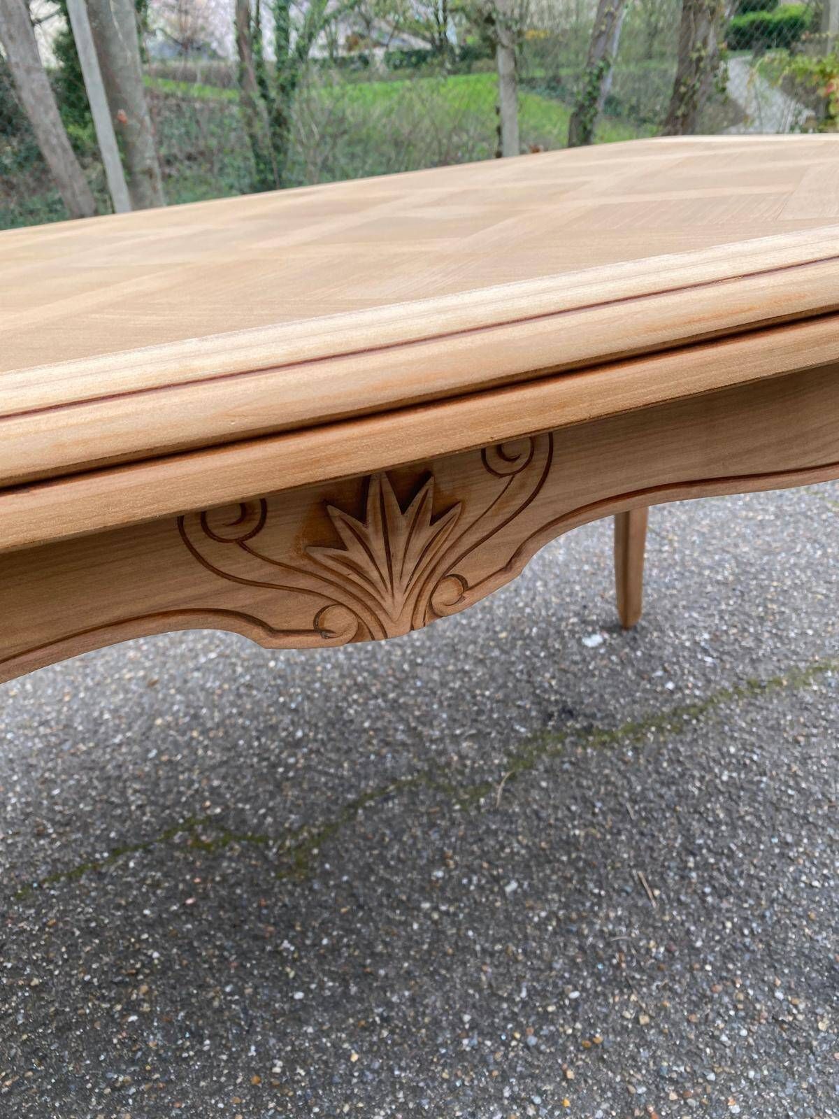 Louis XV extendable dining table from the 20th century, renovated in cherry wood, 140-240cm.