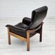 Chaise longue réglable, cuir marron années 1970, design suédois par göte möbler
