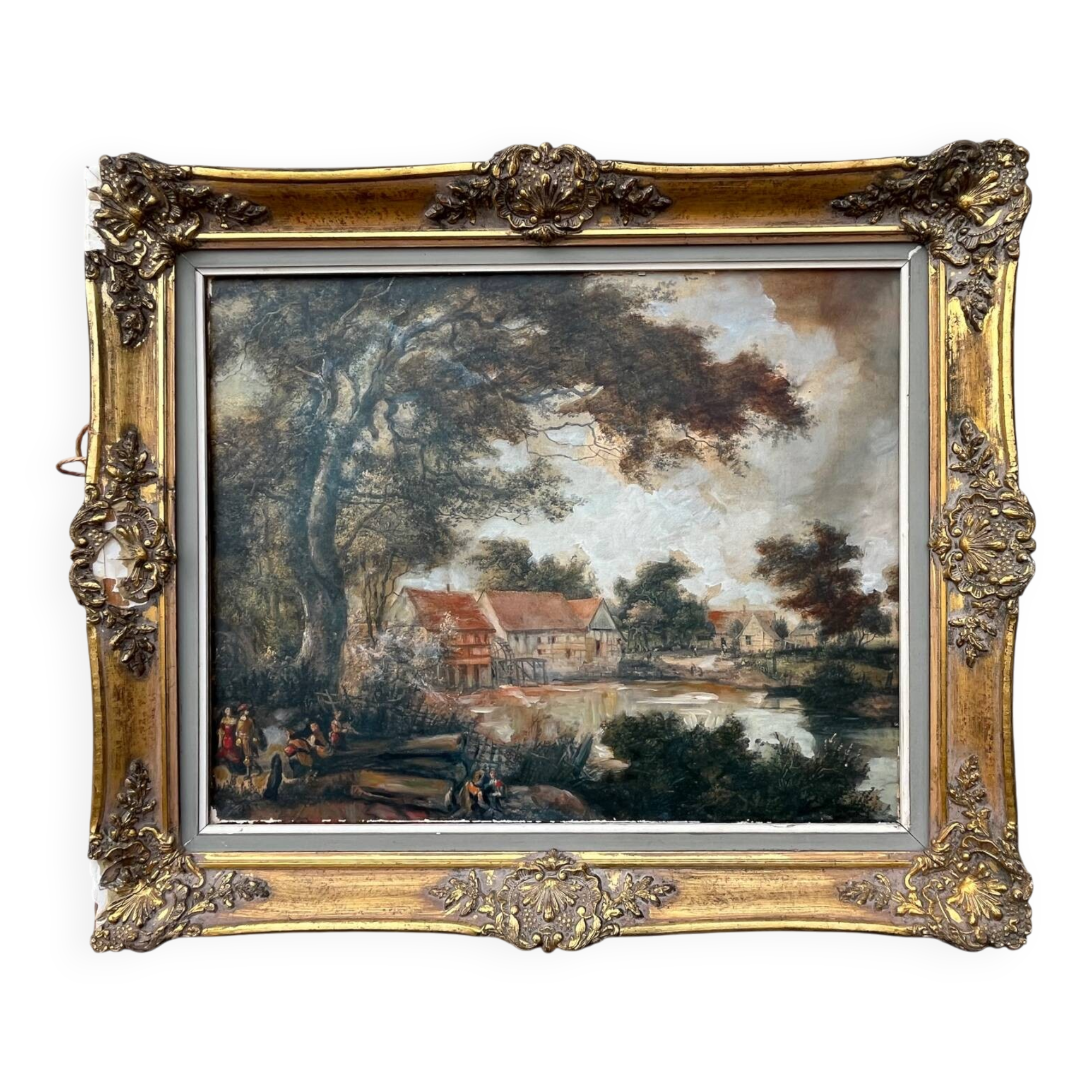 Tableau : Huile sur toile - paysage animé