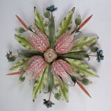 Vintage ceiling light in hand-painted floral metal – Florentine sheet metal