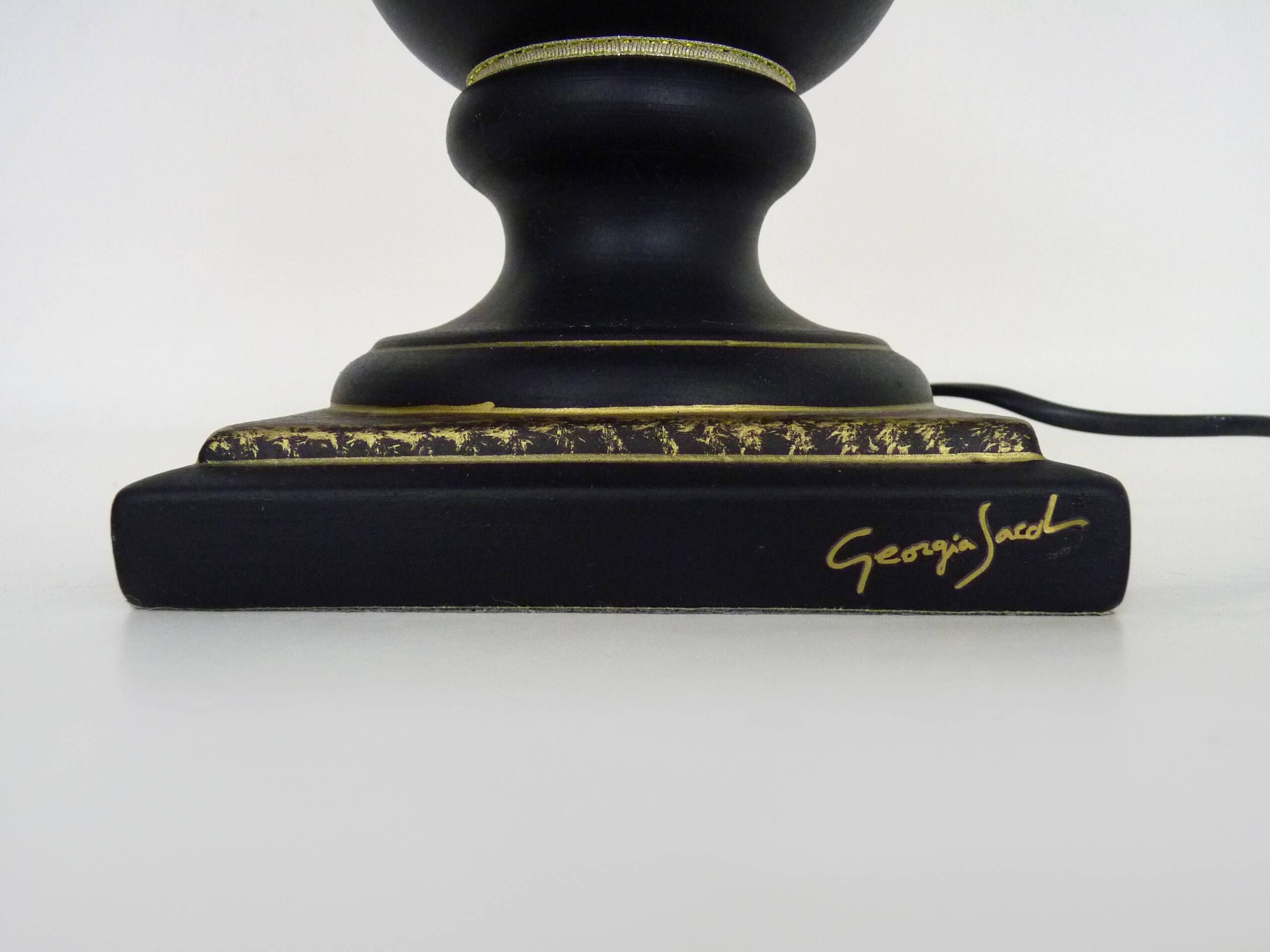 Georgia Jacob gold leaf Flaming Torch table lamp. France 70s