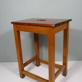 Vintage handmade workshop stool with handle, Belgium 1960