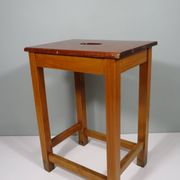 Vintage workshop stool handmade with handle, Belgium 1960