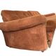 Vintage brown ribbed two-seater canapé / daybed / sofa