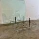 Old Italian design architectural coffee table from the 70s vintage glass and metal