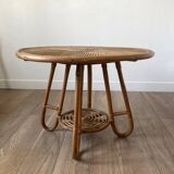Round rattan coffee table