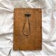Antique mercury glass barber mirror and carved wooden frame