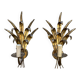 Pair of gilded metal wheat cob sonces