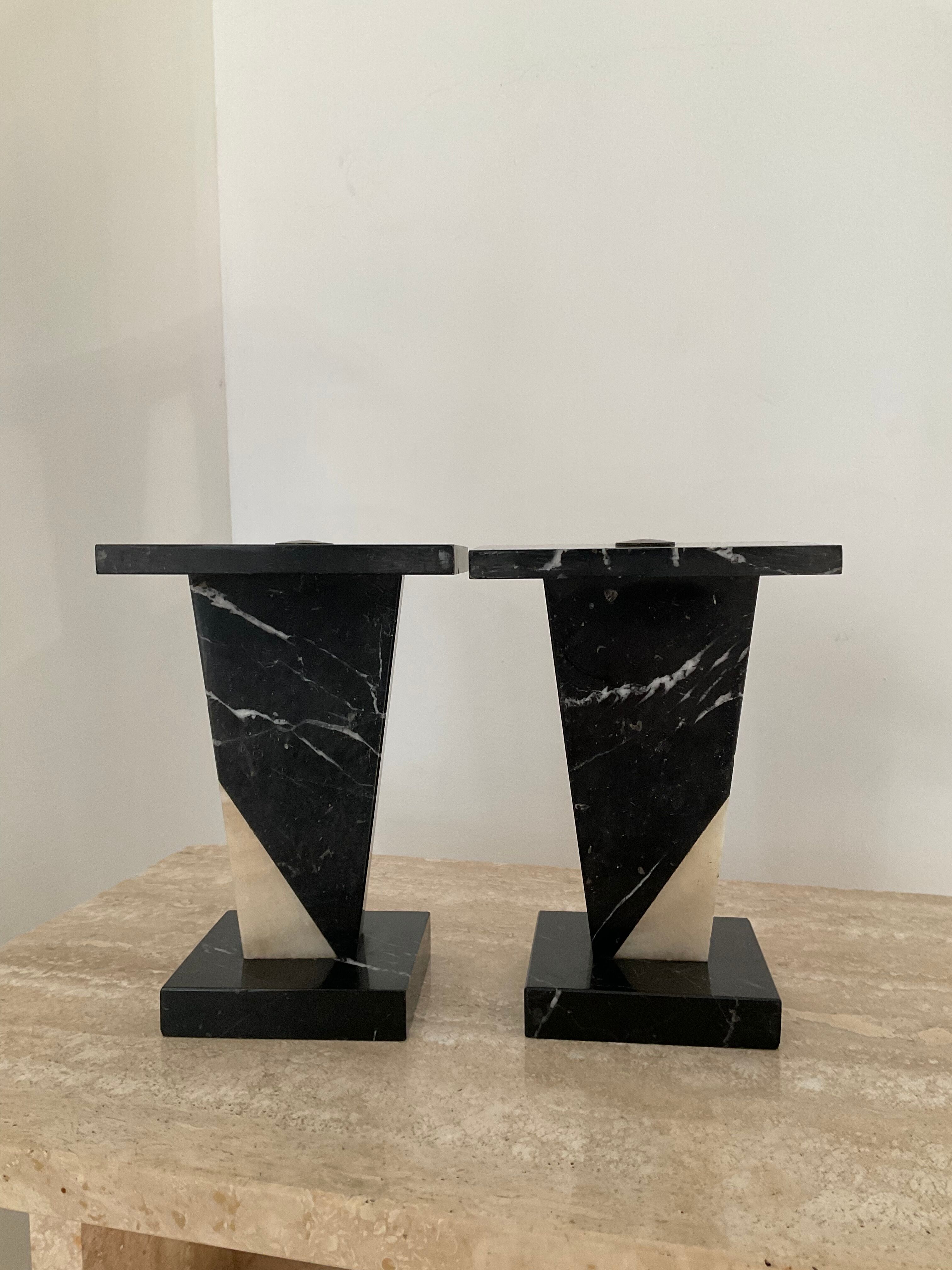 Pair of Art Deco marble bookends