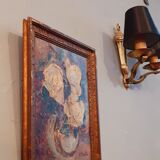 Oil on panel year 40 Bouquet of white roses signed Suzanne Sardin