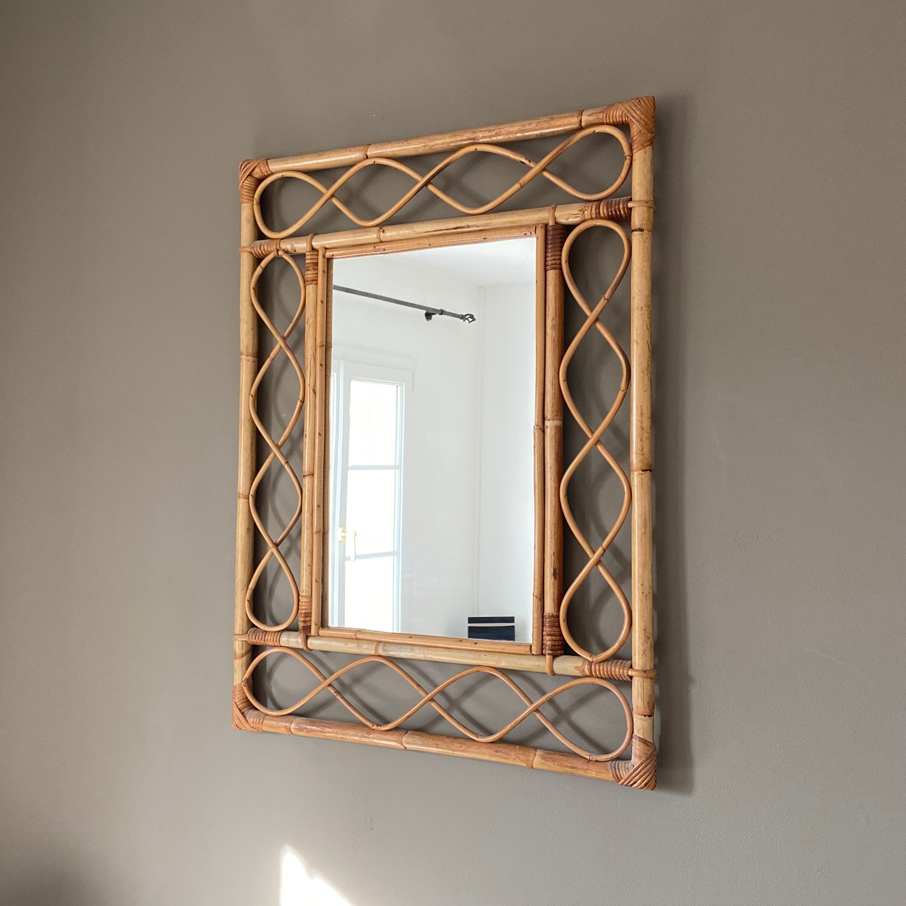 Rattan mirror, 1960, 88x66cm