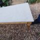 Louis XVI style coffee table in old gilded wood with marble top