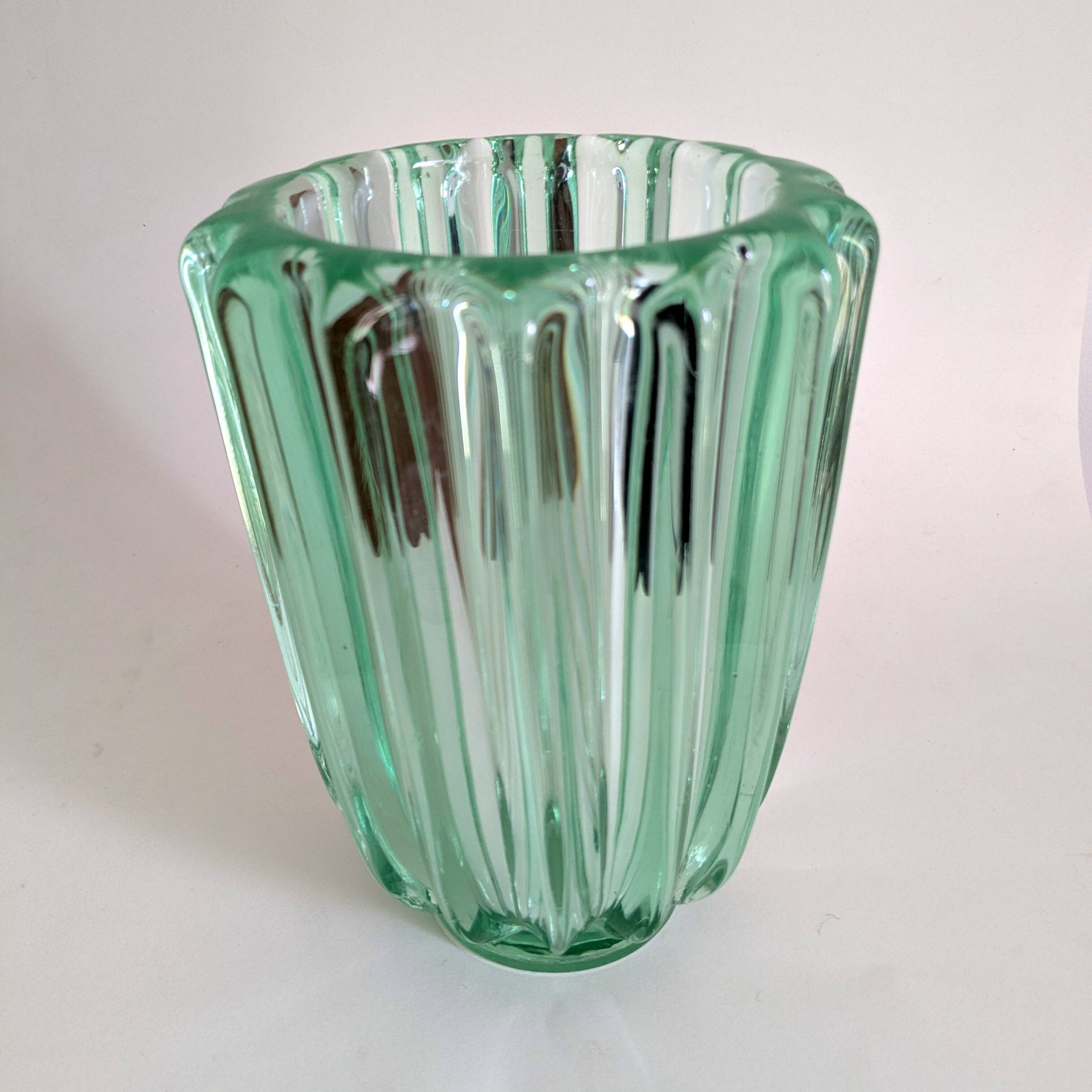 Art deco pressed glass vase, pierre d'avesn.