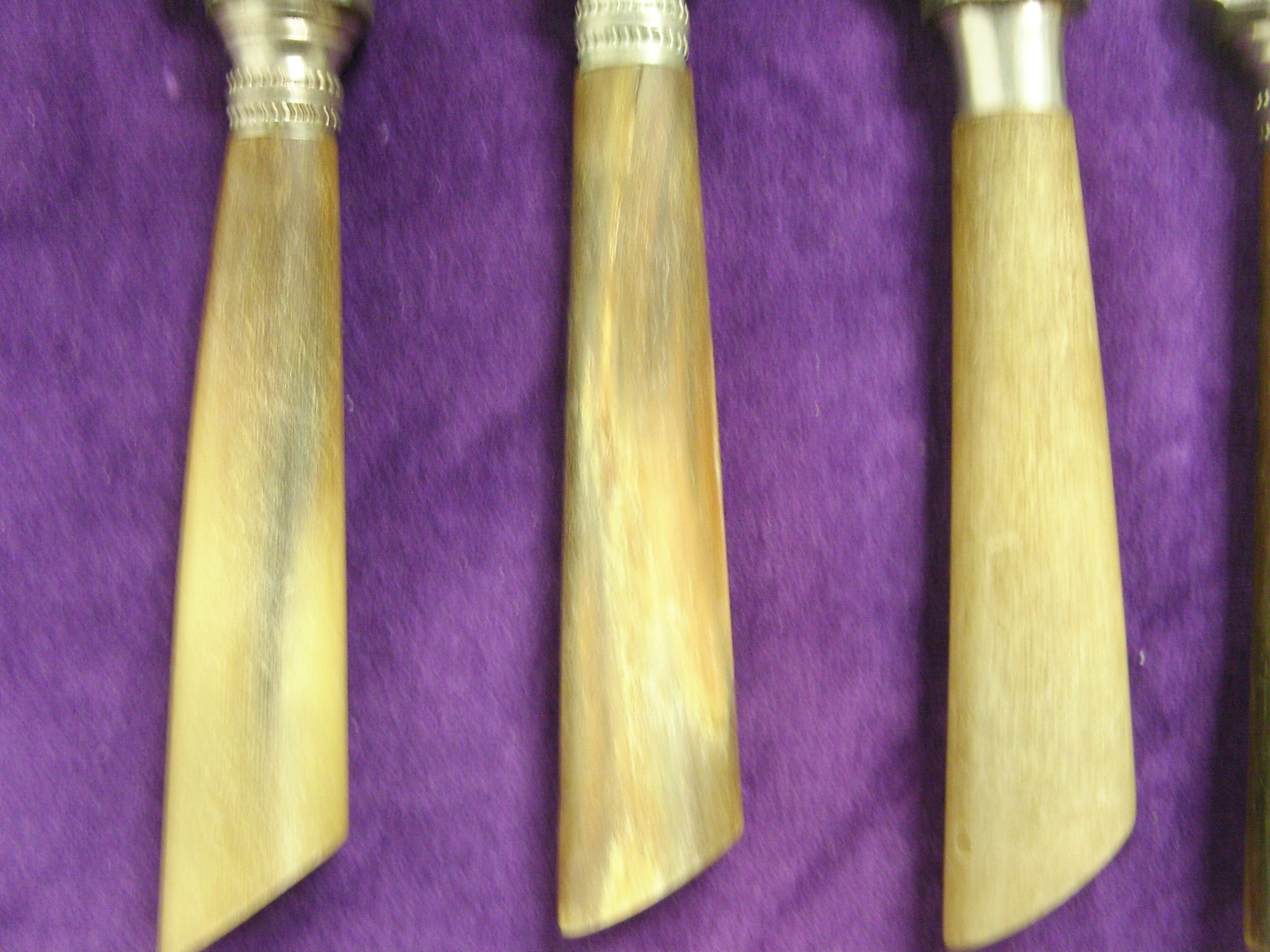6 Large table knives old English channel horned Art Deco Cutlery Swiss