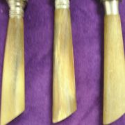 6 Large table knives old English channel horned Art Deco Cutlery Swiss