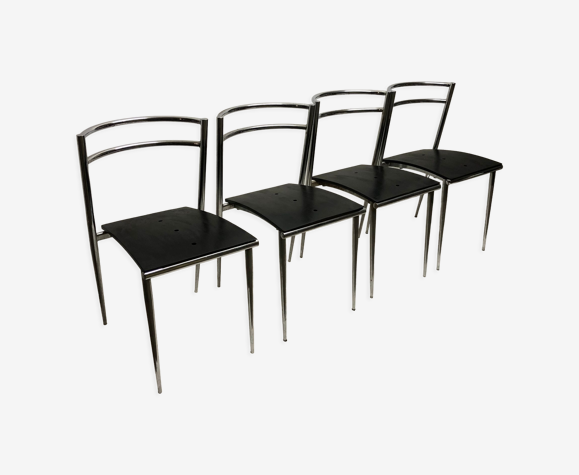 Set de 4 chaises modernistes Éric Raffy, 1980