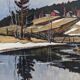 1948 Mid-Century Modern Swedish "Still" Vintage Landscape Oil Painting, Framed