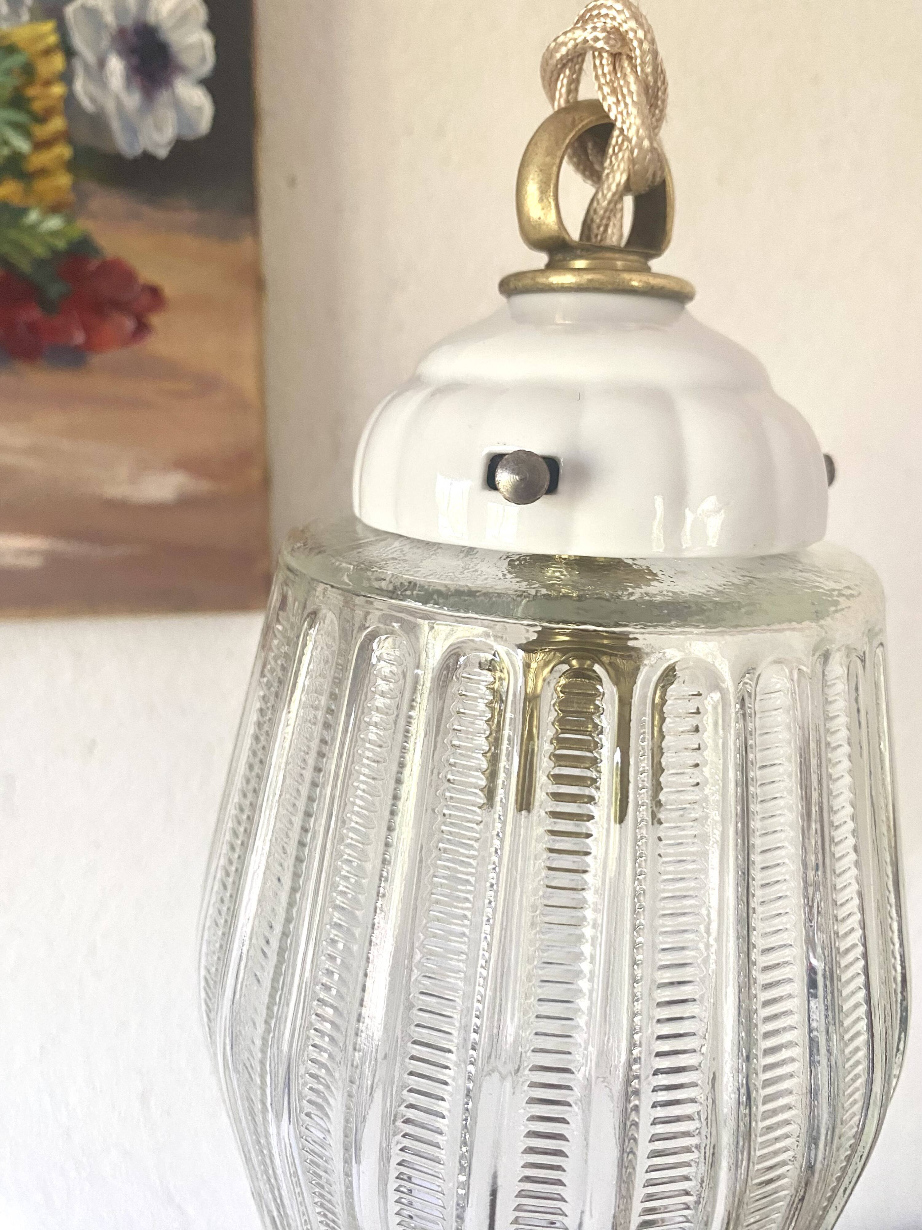 Glass pendant light, porcelain, ceramic ceiling light