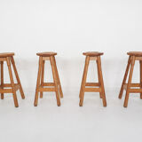 Scandinavian modern pinewood bar stools 1970's
