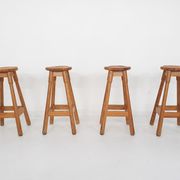 Tabourets de bar scandinaves modernes en pin des années 1970