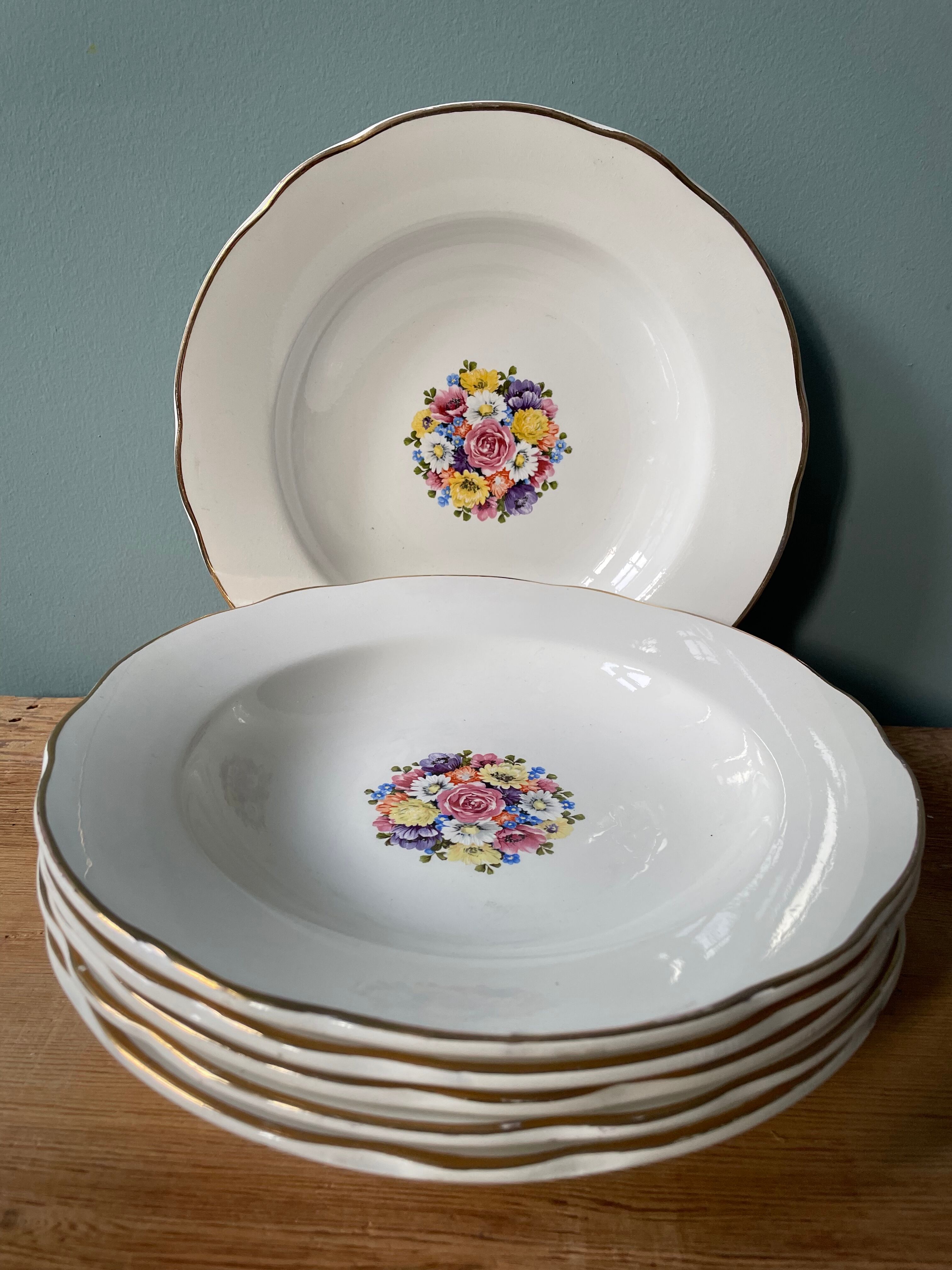 Set of 6 hollow plates Digoin Sarreguemines