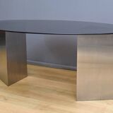 Oval Smoked Glass Table – 1960