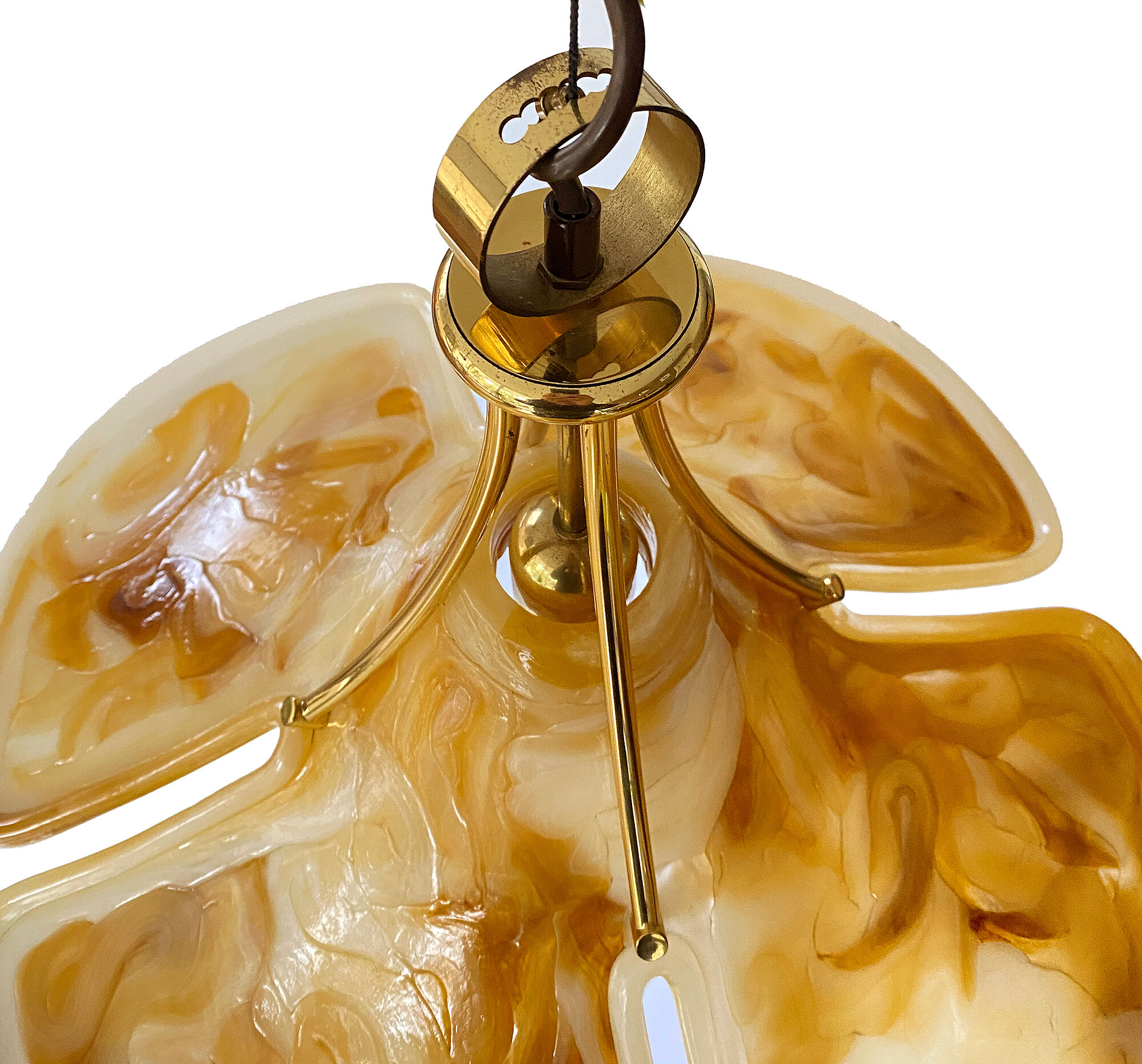 Vintage XXL Space Age pendant lamp, Plexiglas & Brass, 70s