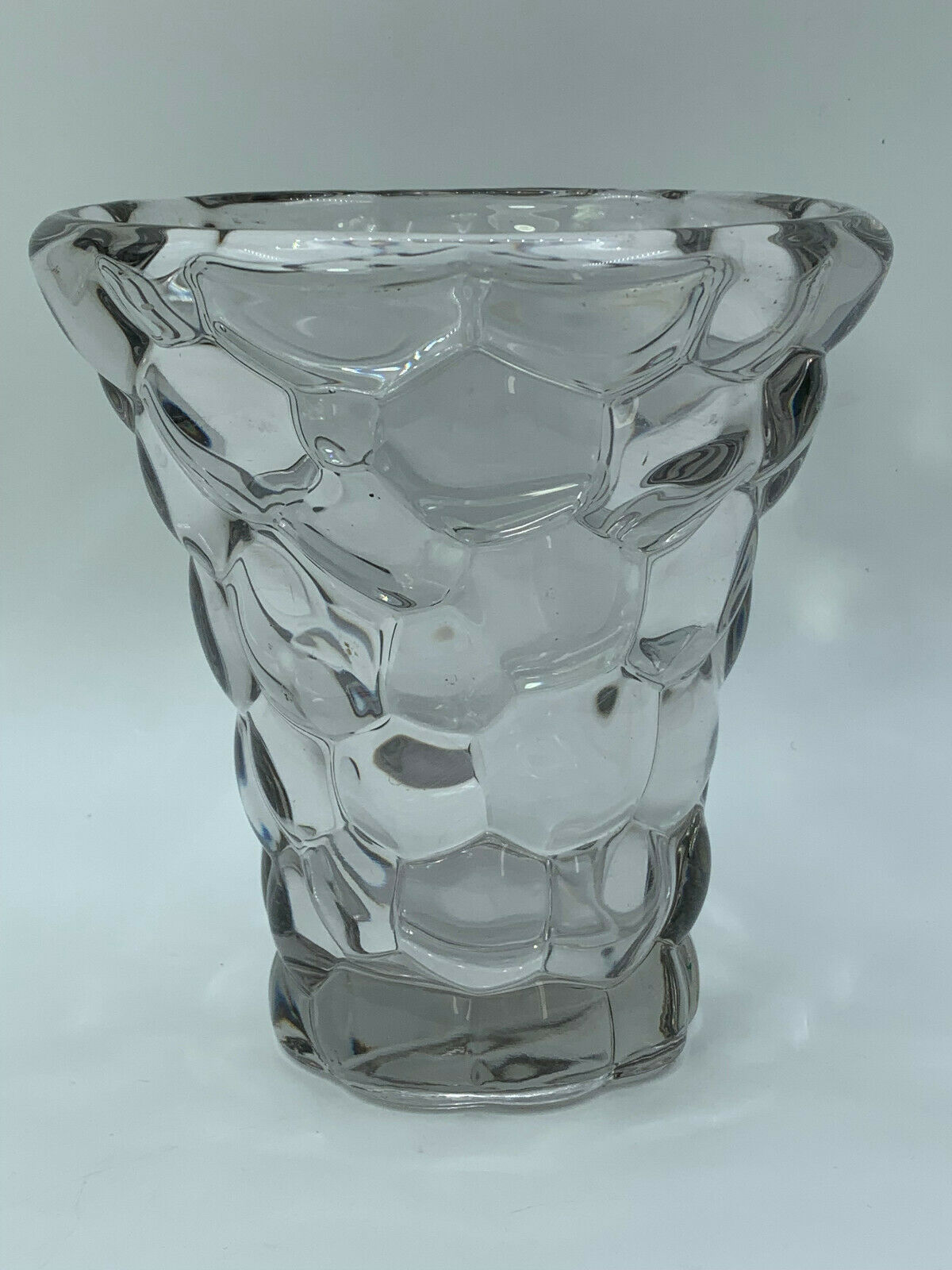 Glass vase or transparent crystal honeycomb art deco