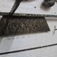 Art Deco coat rack in hammered wrought iron, 1950s.
