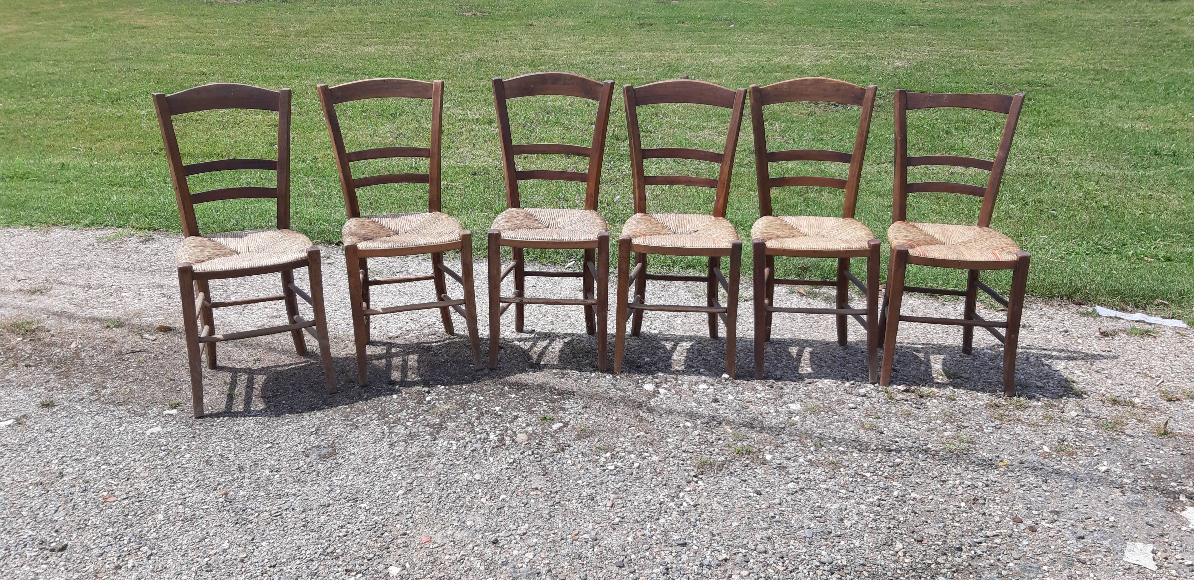 6 antique mulched chairs
