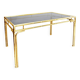 Brass Faux Bamboo Dining Table 1970s Hollywood Regency Glass Gold