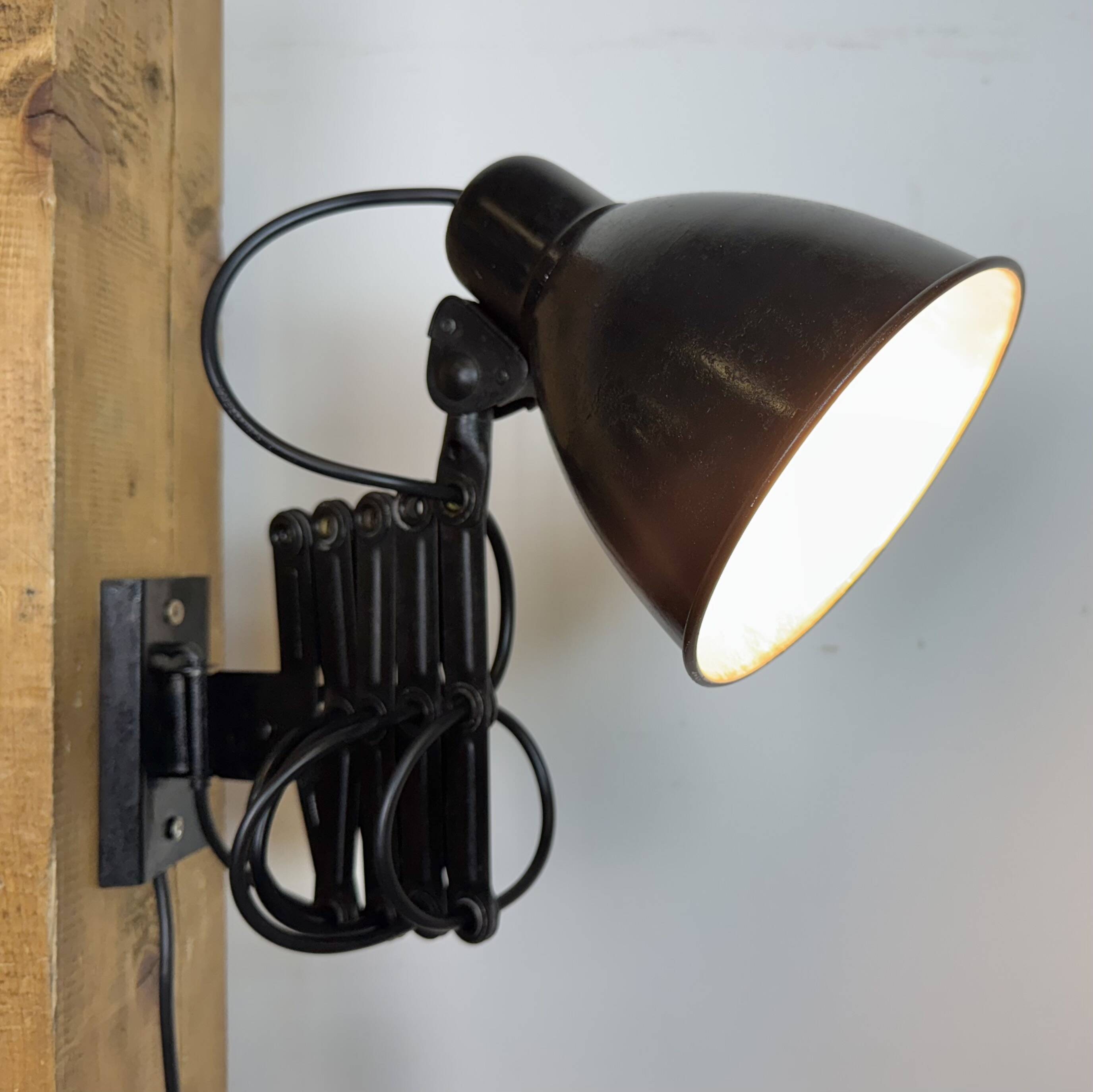 Industrial Black Scissor Wall Lamp, 1950s