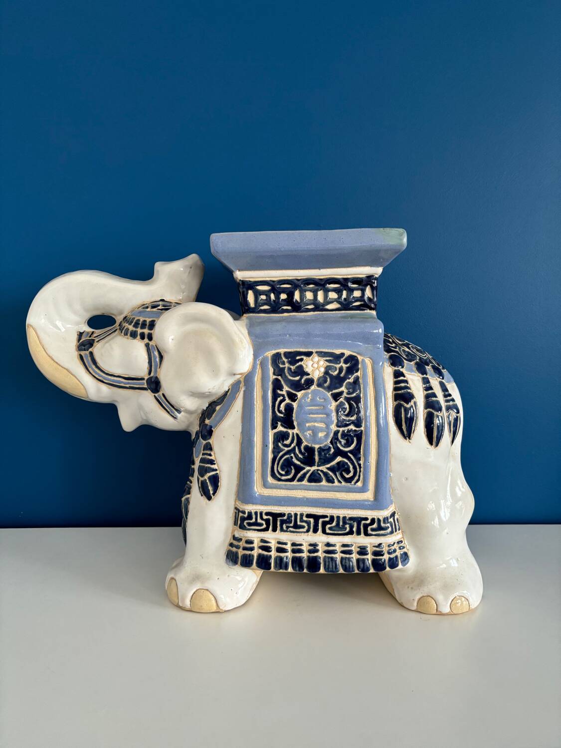Ceramic elephant plant holder stool