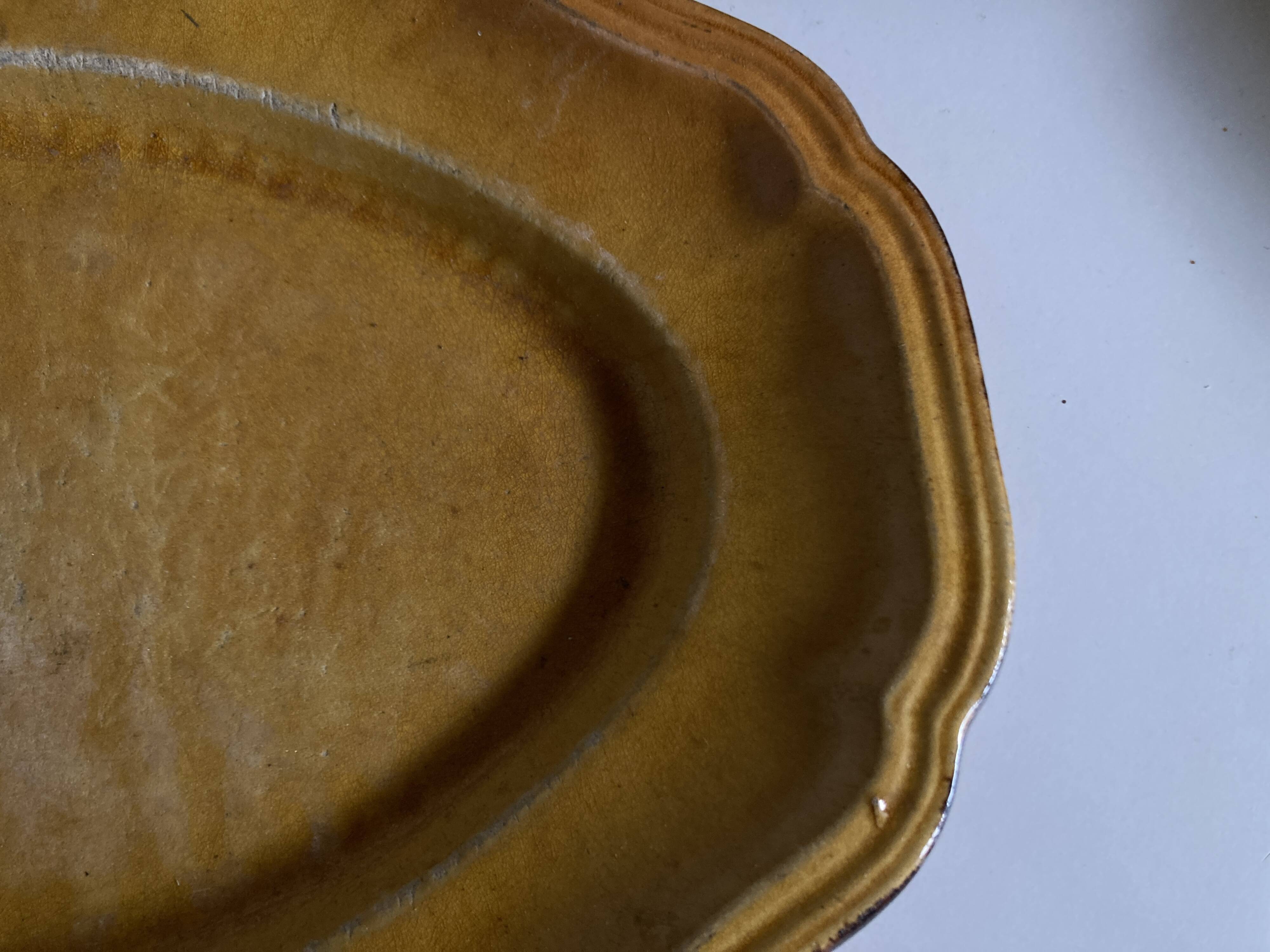Glazed earthenware country dish with fluting, Provence 1950.